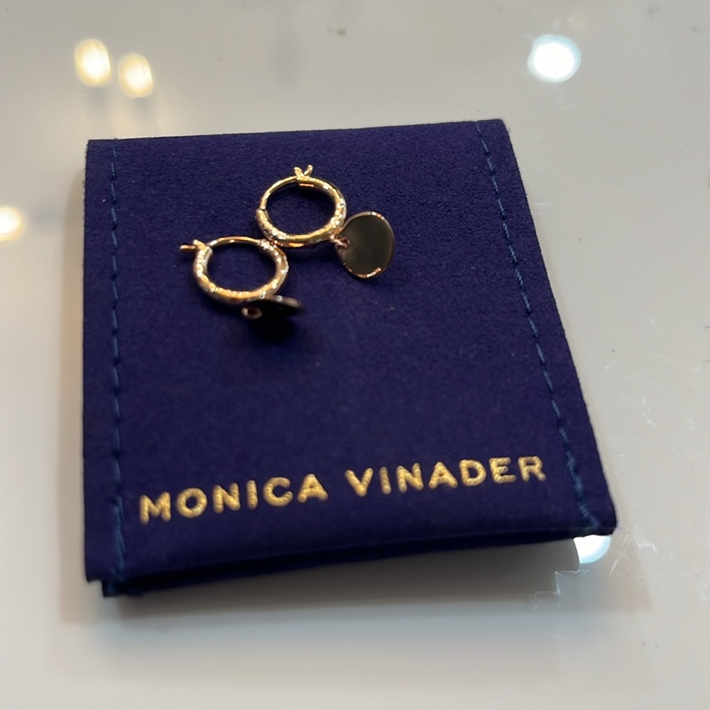 MONICA VINADER Gold Hoop Earrings with Black Discs